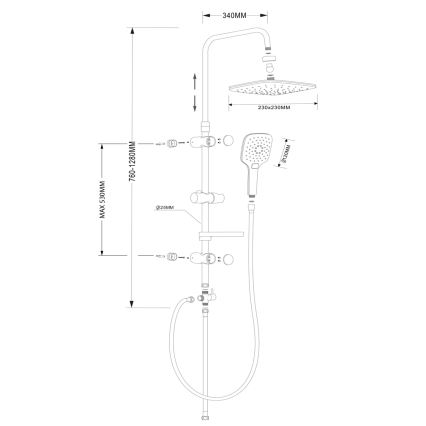 Aqualine - Set de ducha KERA cromo brillante