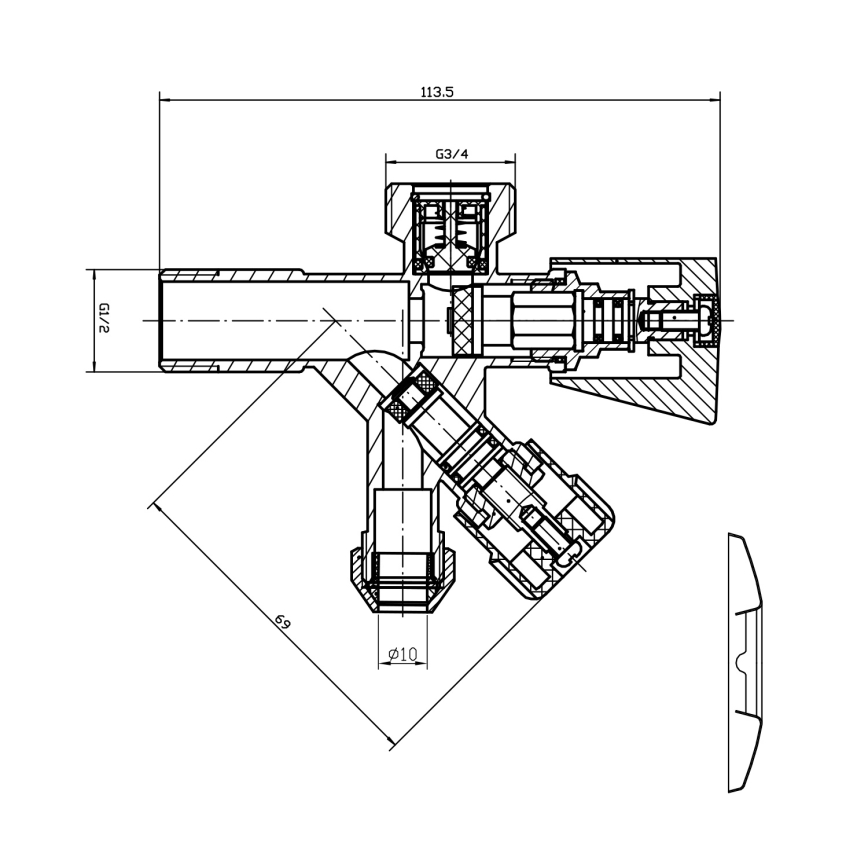 Aqualine - Válvula combinada en cromo brillante