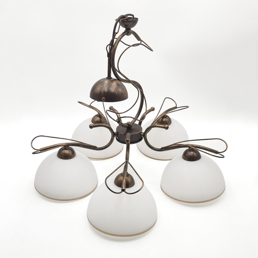 Araña con cadena COBRA 5xE27/60W/230V bronce/pátina