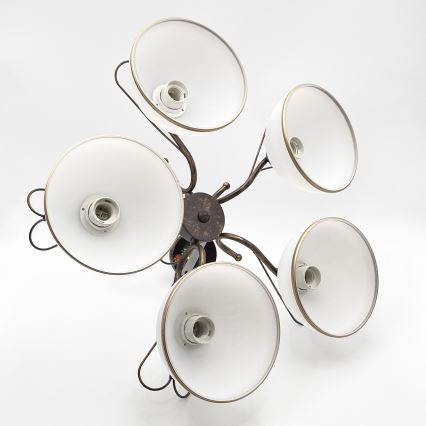 Araña con cadena COBRA 5xE27/60W/230V bronce/pátina