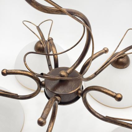 Araña con cadena COBRA 5xE27/60W/230V bronce/pátina