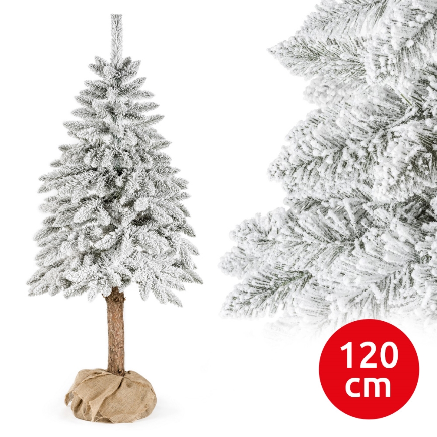 Árbol de Navidad en un tronco NATURAL WITH SNOW 120 cm pícea