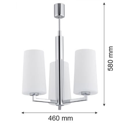 Argon 1224 - Lámpara colgante CAMELOT 3xE27/15W/230V cromo brillante