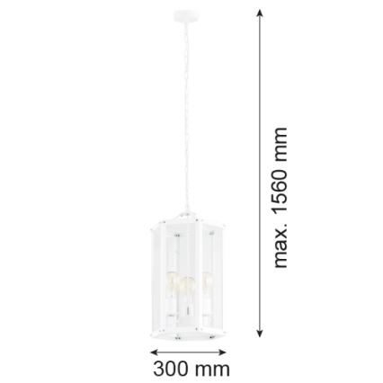 Argon 1251 - Lámpara colgante con cadena BODRUM 3xE27/15W/230V blanco