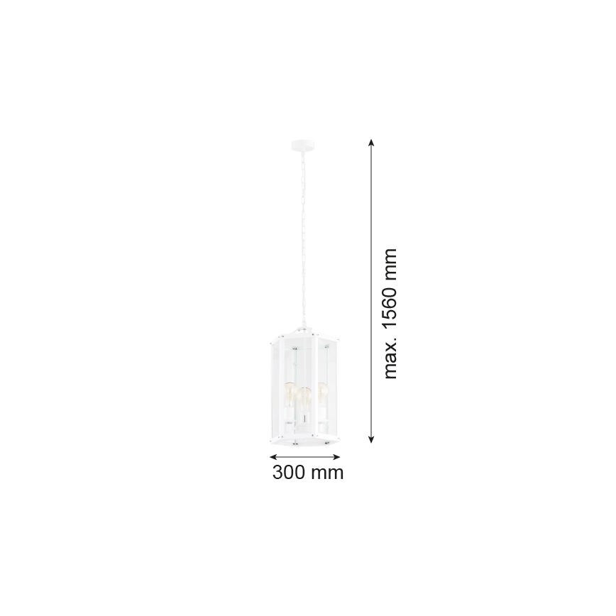 Argon 1251 - Lámpara colgante con cadena BODRUM 3xE27/15W/230V blanco