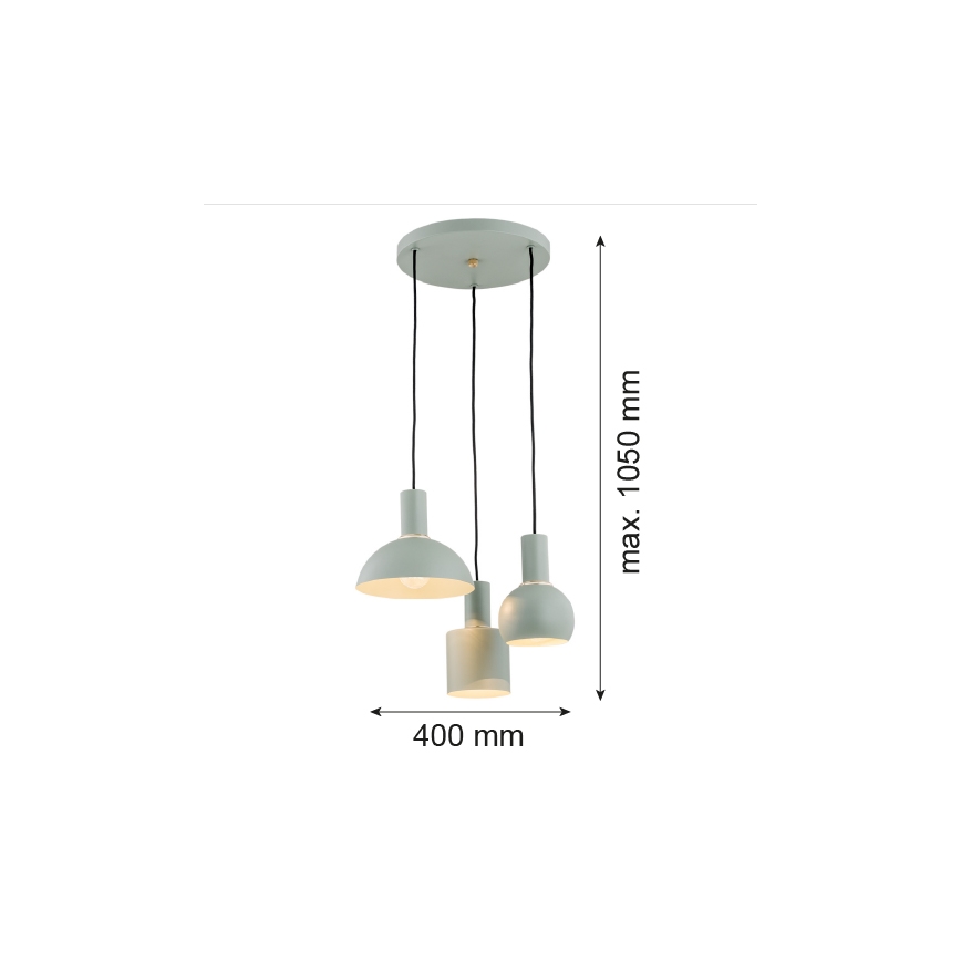 Argon 1470 - Lámpara colgante SINES 3xE27/15W/230V verde