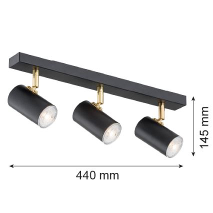 Argon 1476 - Foco LAGOS 3xGU10/5W/230V negro/cobre