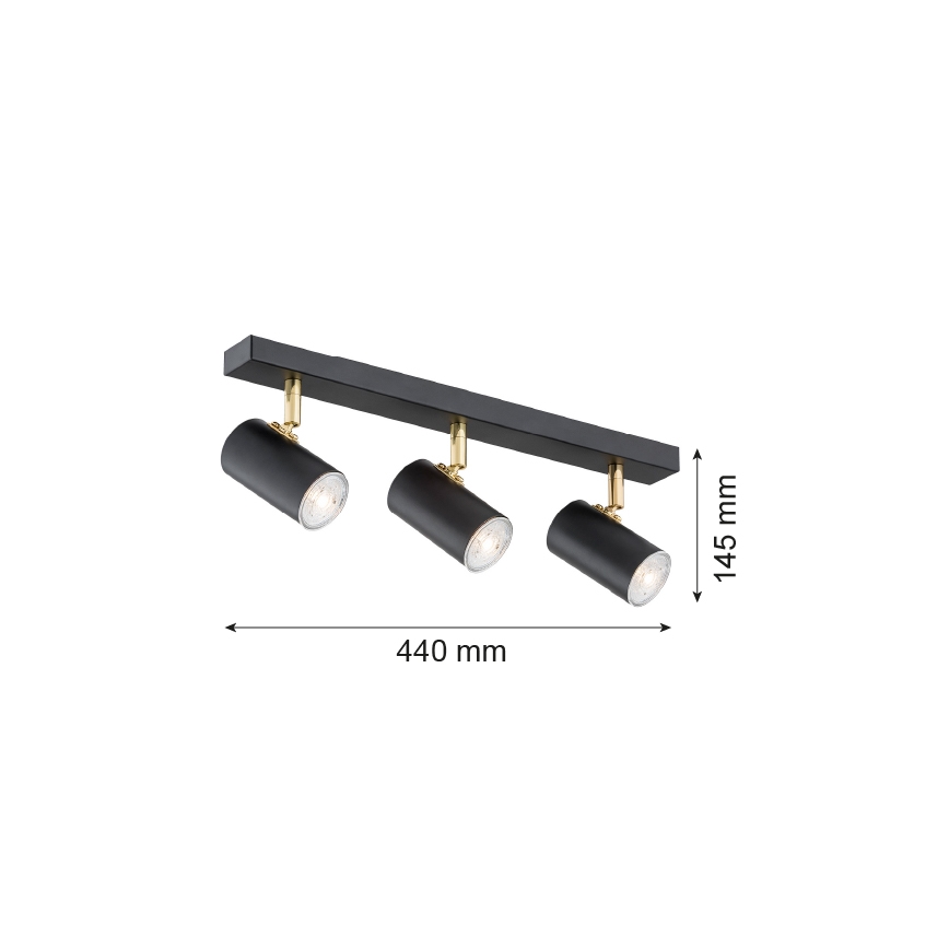 Argon 1476 - Foco LAGOS 3xGU10/5W/230V negro/cobre