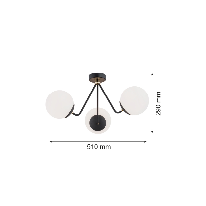 Argon 1478 - Lámpara de araña TOMAR 3xE27/15W/230V negro