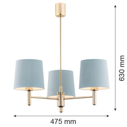 Argon 1484 - Lámpara colgante PONTE 3xE27/15W/230V azul/latón