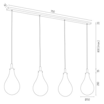 Argon 1741 - Lámpara colgante OAKLAND 4xG9/6W/230V