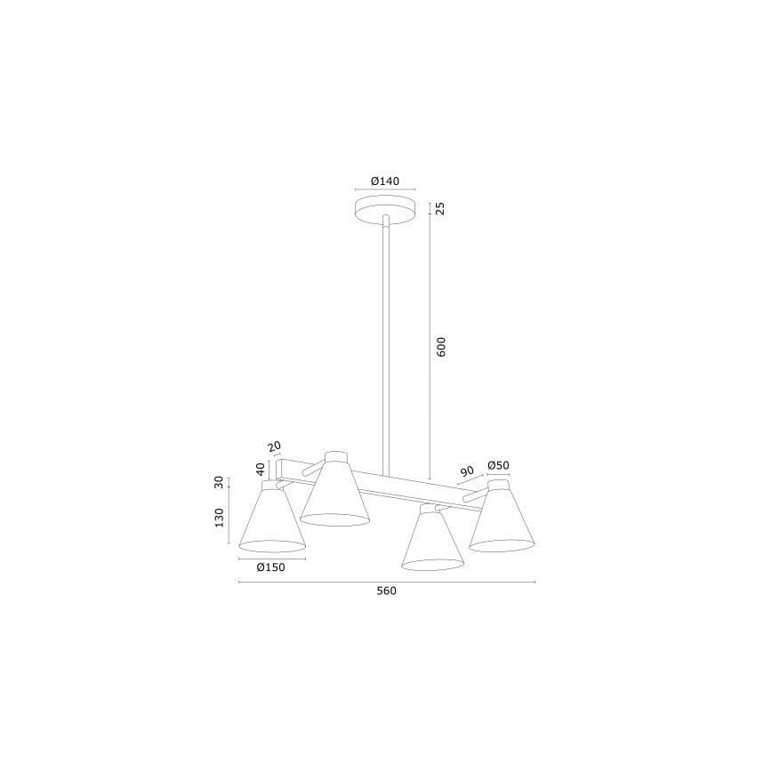 Argon 1773 - Lámpara colgante AVALONE 4xE27/15W/230V blanco/dorado