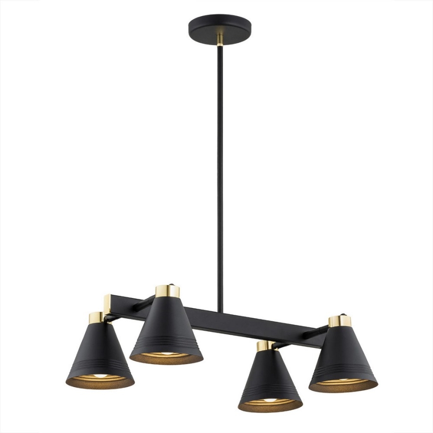 Argon 1774 - Lámpara colgante AVALONE 4xE27/15W/230V negro/dorado