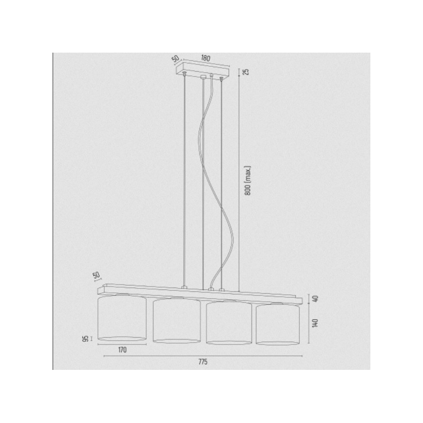 Argon 1814 - Lámpara colgante CANOA 4xE27/15W/230V negro