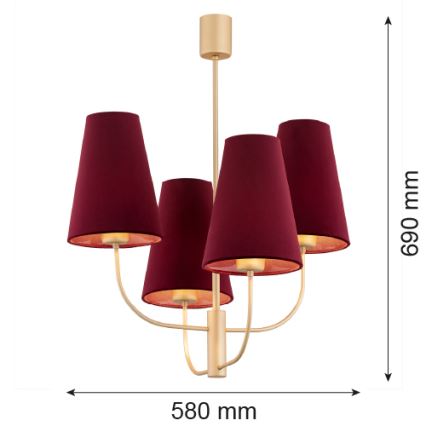 Argon 1827 - Lámpara colgante SAFIANO 4xE27/15W/230V burgundy