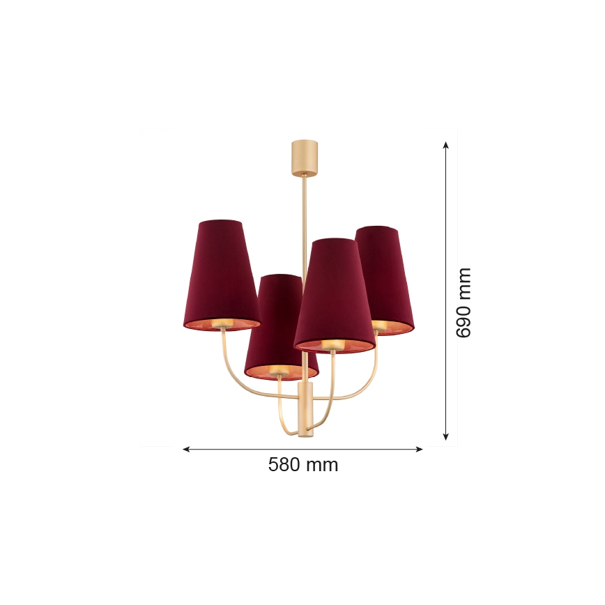 Argon 1827 - Lámpara colgante SAFIANO 4xE27/15W/230V burgundy