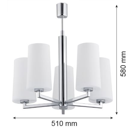 Argon 2053 - Lámpara colgante CAMELOT 5xE27/15W/230V cromo brillante