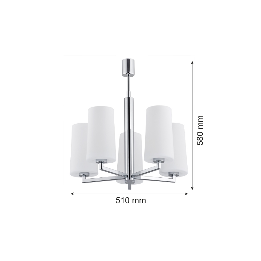 Argon 2053 - Lámpara colgante CAMELOT 5xE27/15W/230V cromo brillante