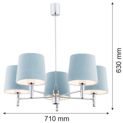 Argon 2076 - Lámpara colgante BOLZANO 5xE27/15W/230V azul