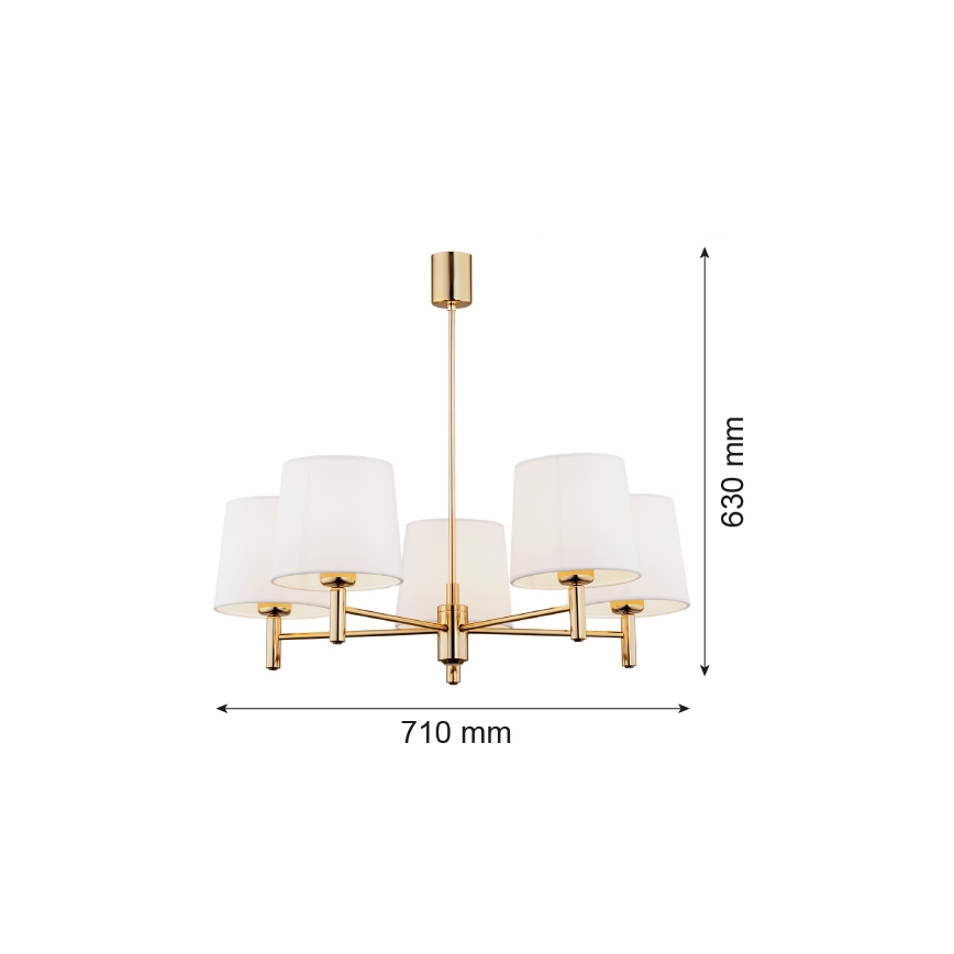 Argon 2106 - Lámpara de araña en poste PONTE 5xE27/15W/230V latón/crema