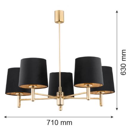 Argon 2107 - Lámpara de araña PONTE 5xE27/15W/230V bronce/negro