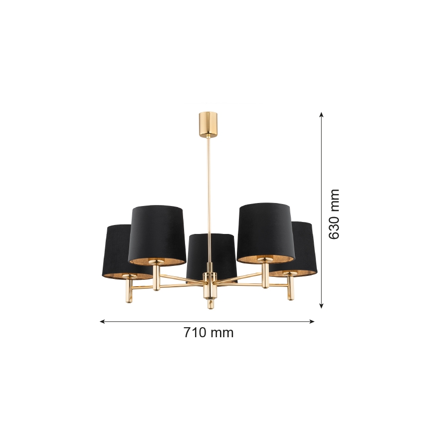 Argon 2107 - Lámpara de araña PONTE 5xE27/15W/230V bronce/negro