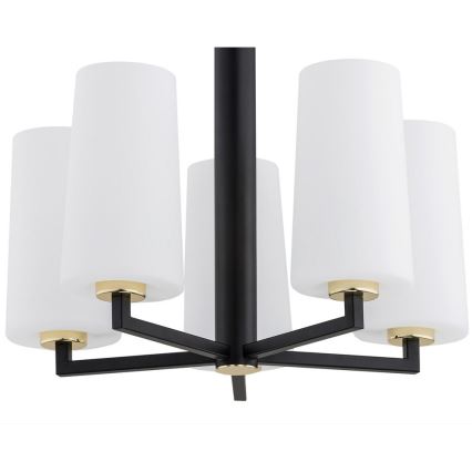 Argon 2114 - Lámpara colgante CAMELOT PLUS 5xE27/15W/230V negro/blanco/dorado