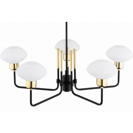 Argon 2128 - Lámpara de techo sobre poste RAVELLO 5xE14/15W/230V negro/dorado