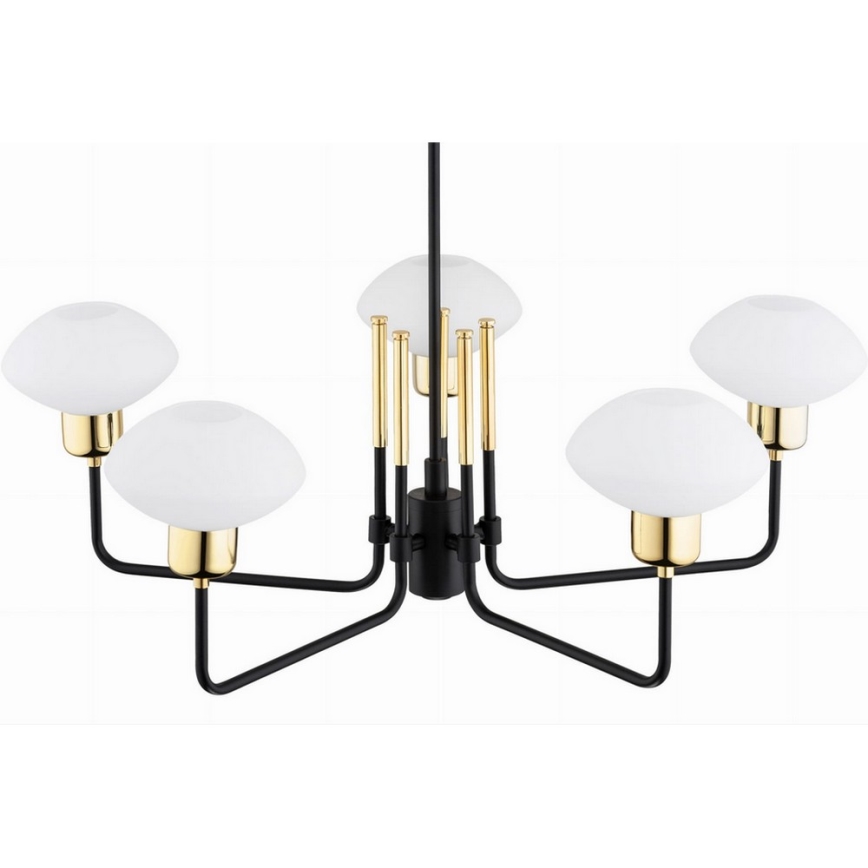 Argon 2128 - Lámpara de techo sobre poste RAVELLO 5xE14/15W/230V negro/dorado