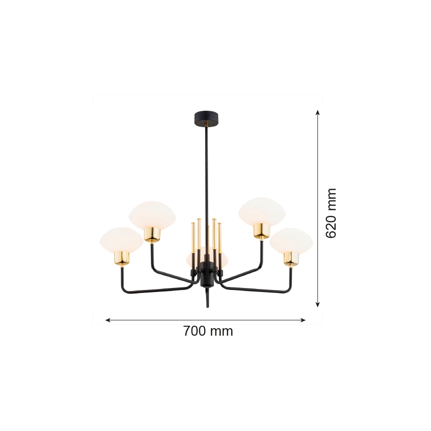 Argon 2128 - Lámpara de techo sobre poste RAVELLO 5xE14/15W/230V negro/dorado