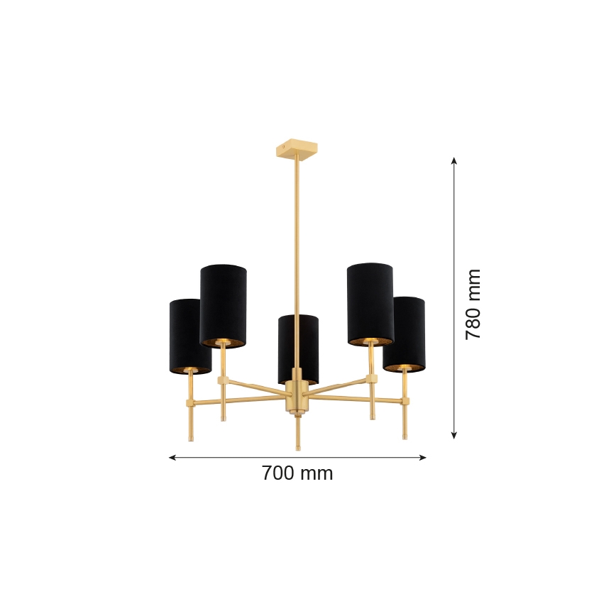 Argon 2135 - Lámpara colgante ABRUZZO 5xE14/7W/230V latón/negro