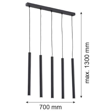 Argon 2137 - Lámpara colgante en cable ETNA 5xG9/6W/230V negro