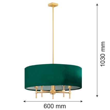 Argon 2146 - Lámpara colgante ABBANO 5xE14/7W/230V latón/verde