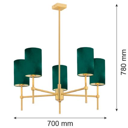 Argon 2147 - Lámpara colgante ABRUZZO 5xE14/7W/230V latón/verde