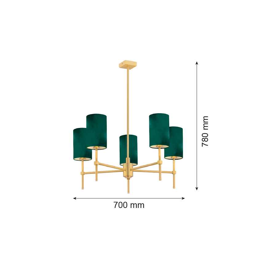 Argon 2147 - Lámpara colgante ABRUZZO 5xE14/7W/230V latón/verde