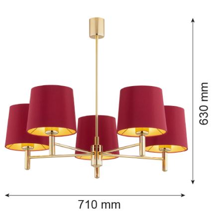 Argon 2169 - Lámpara colgante PONTE PLUS 5xE27/15W/230V rojo