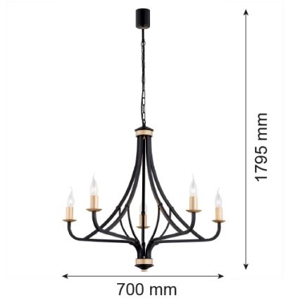 Argon 2171 - Lámpara colgante con cadena LORENZO 5xE14/7W/230V