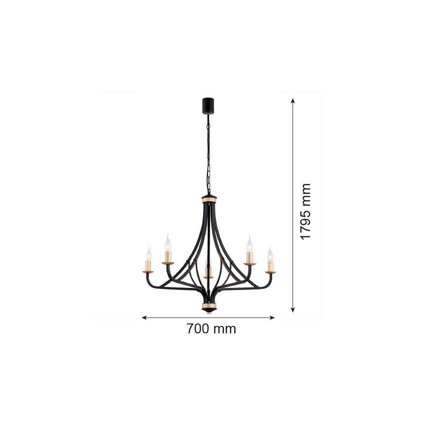 Argon 2171 - Lámpara colgante con cadena LORENZO 5xE14/7W/230V
