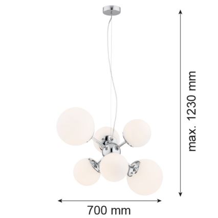 Argon 2531 - Lámpara colgante SATELITE 6xE27/15W/230V cromo brillante