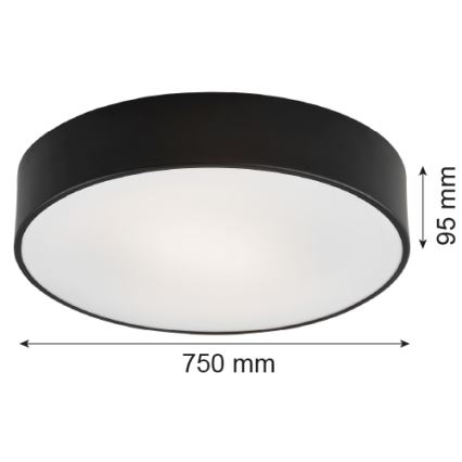 Argon 2536 - Lámpara de techo DARLING 6xE27/15W/230V diámetro 75 cm negro