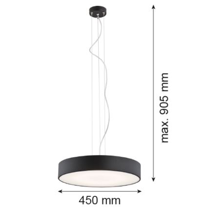 Argon 3352 - Lámpara colgante DARLING LED/35W/230V, diámetro 45 cm, negra