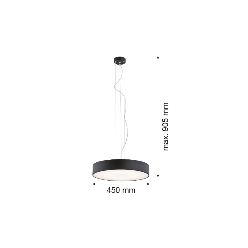 Argon 3352 - Lámpara colgante DARLING LED/35W/230V, diámetro 45 cm, negra