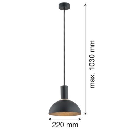 Argon 4222 - Lámpara colgante SINES 1xE27/15W/230V diá. 28 cm negro