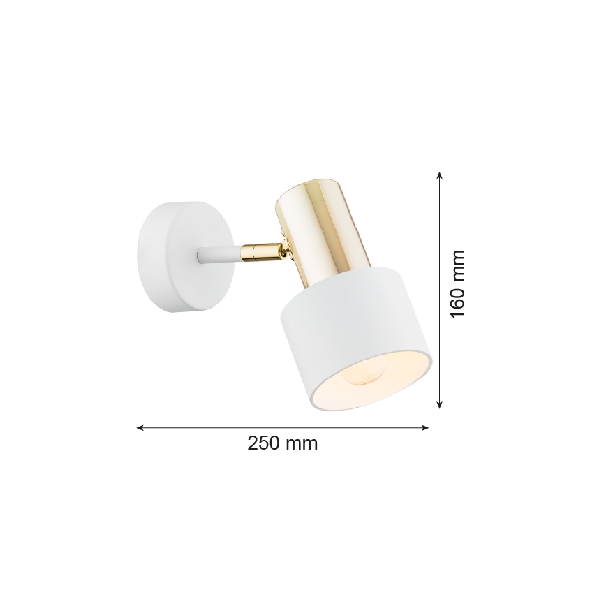 Argon 4264 - Foco de pared DORIA 1xE27/15W/230V blanco/cobre