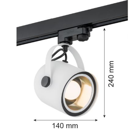 Argon 4309 - Lámpara puntual para sistema de riel NET 1xE27/15W/230V blanca