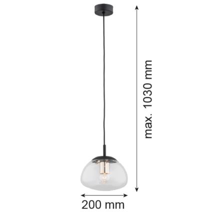 Argon 4331 - Lámpara colgante con cable TRINI 1xE27/15W/230V diámetro 20 cm negro
