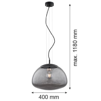 Argon 4350 - Lámpara colgante con cable TRINI 1xE27/15W/230V diámetro 40 cm negro