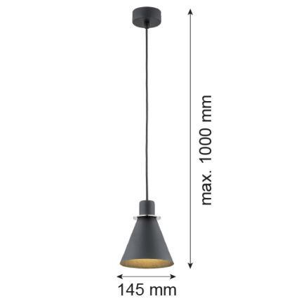 Argon 4688 - Lámpara colgante BEVERLY 1xE27/15W/230V negro/cromo brillante