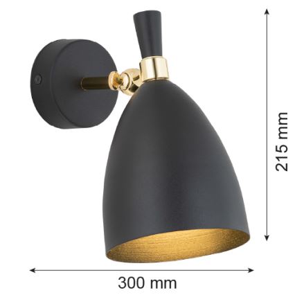 Argon 4701 - Aplique CHARLOTTE 1xE27/15W/230V negro/dorado