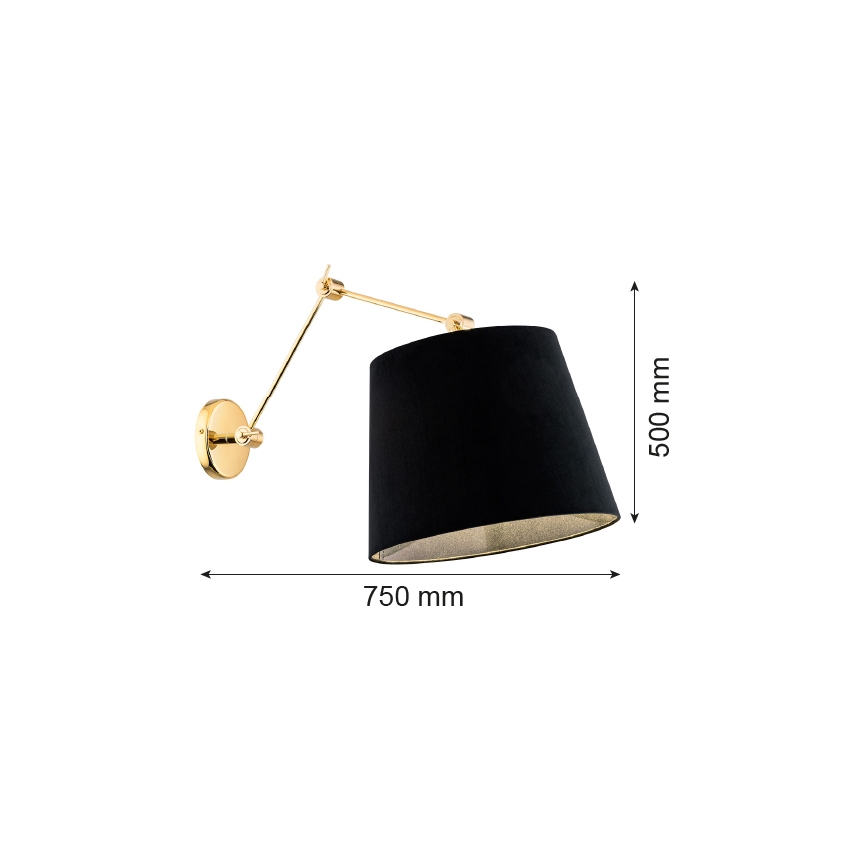 Argon 4898 - Aplique ZAKYNTOS PLUS 1xE27/15W/230V negro/dorado
